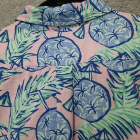 YP Threads Australia 2XL XXL Pink Teal Long Sleeve Button Shirt Tropical Coconut - Picture 4 of 10